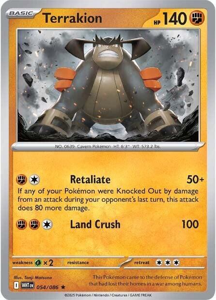 Terrakion Rare Holo WHT 054/086 NM