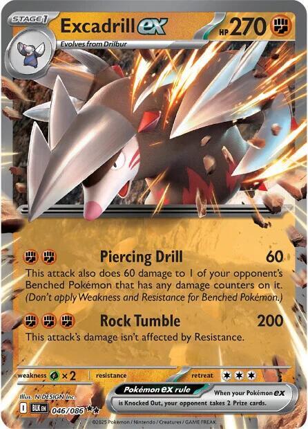 Excadrill ex Double Rare Holo BLK 046/086 NM