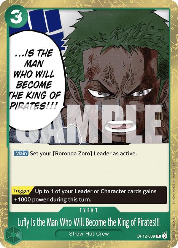 Luffy Is the Man Who Will Become the King of Pirates!!! R Foil OP12 OP12-039 NM