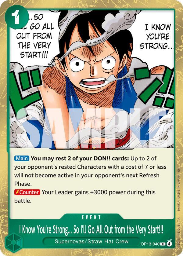 I Know You're Strong... So I'll Go All Out from the Very Start!!! R Foil OP13 OP13-040 NM