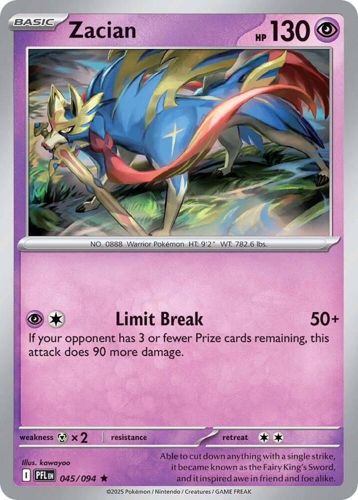 Zacian Rare Holo PFL 045/094 NM