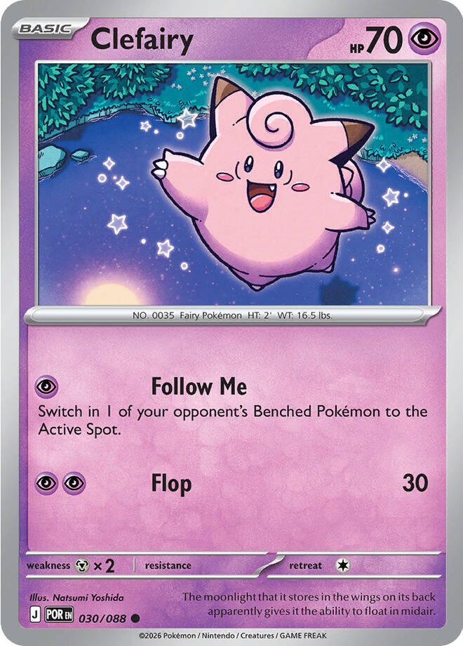 Clefairy Common Reverse Holo POR 030/088 NM