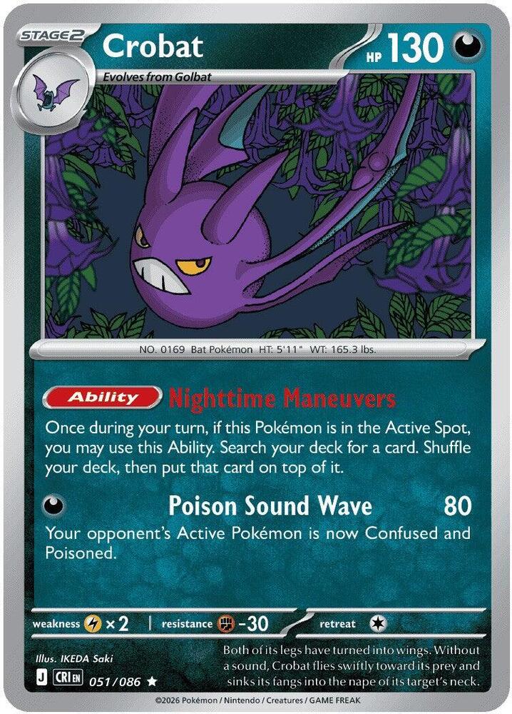 Crobat Rare Holo CRI 051/086 NM