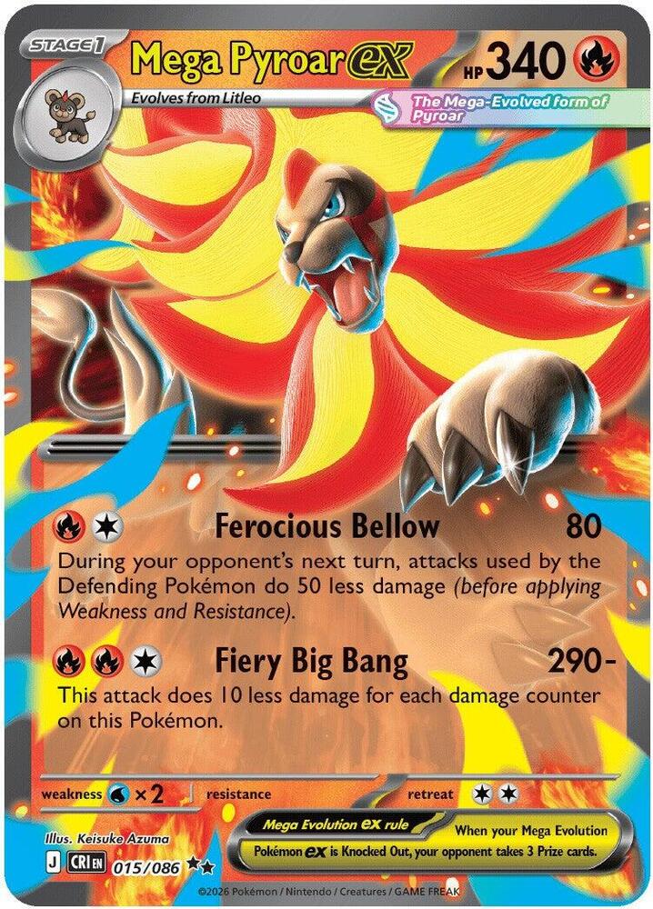 Mega Pyroar ex Double Rare Holo CRI 015/086 NM