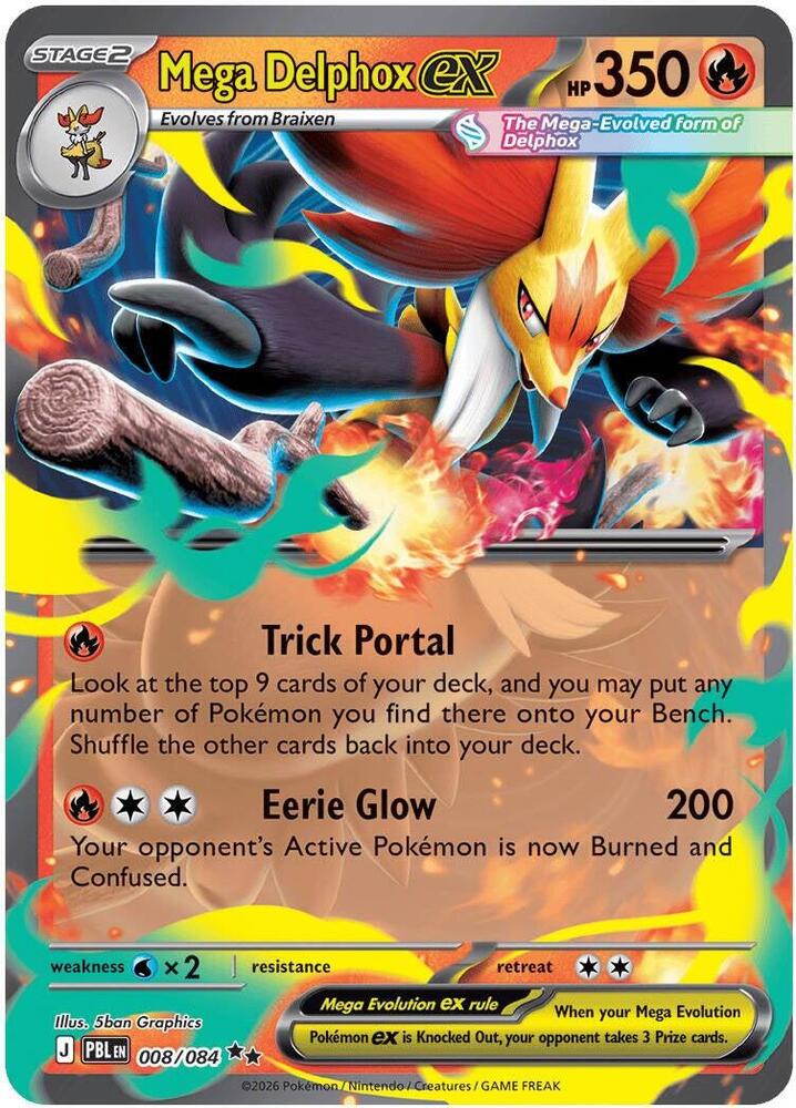 Mega Delphox ex Double Rare Holo PBL 008/084 NM