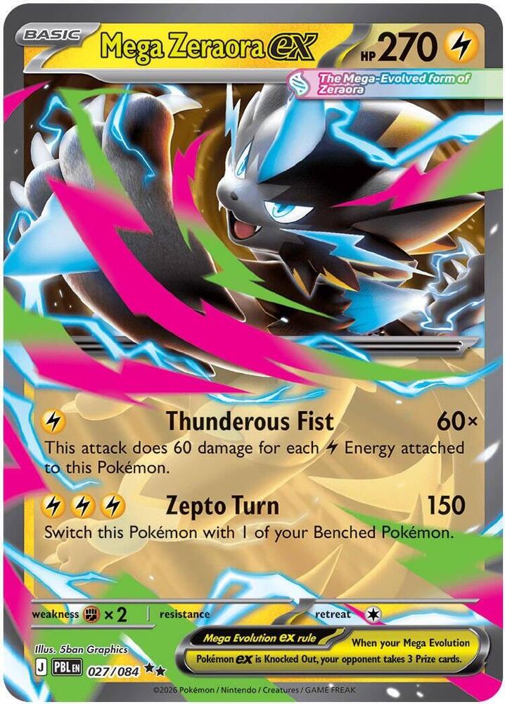 Mega Zeraora ex Double Rare Holo PBL 027/084 NM