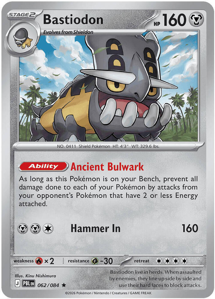Bastiodon Rare Holo PBL 062/084 NM