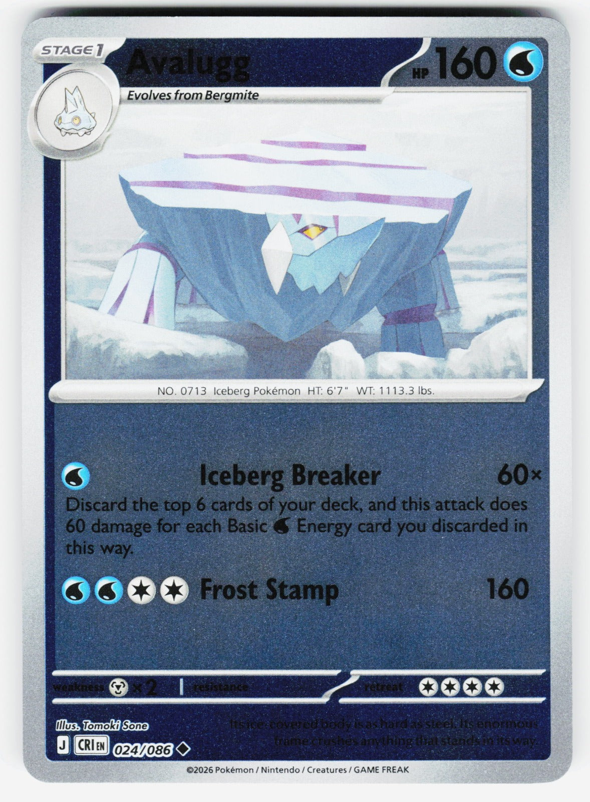Avalugg Uncommon Reverse Holo CRI 024/086 NM