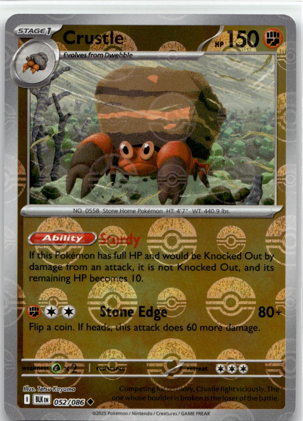 Crustle (Poke Ball Pattern) Uncommon Holo BLK 052/086 NM