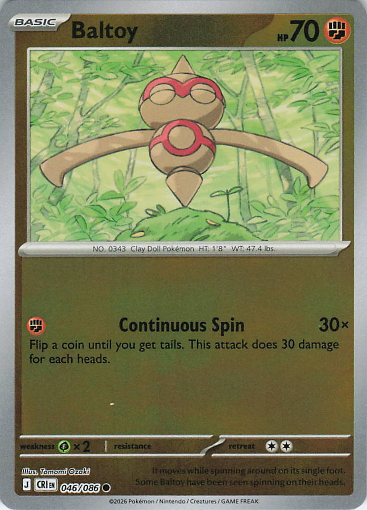 Baltoy Common Reverse Holo CRI 046/086 NM