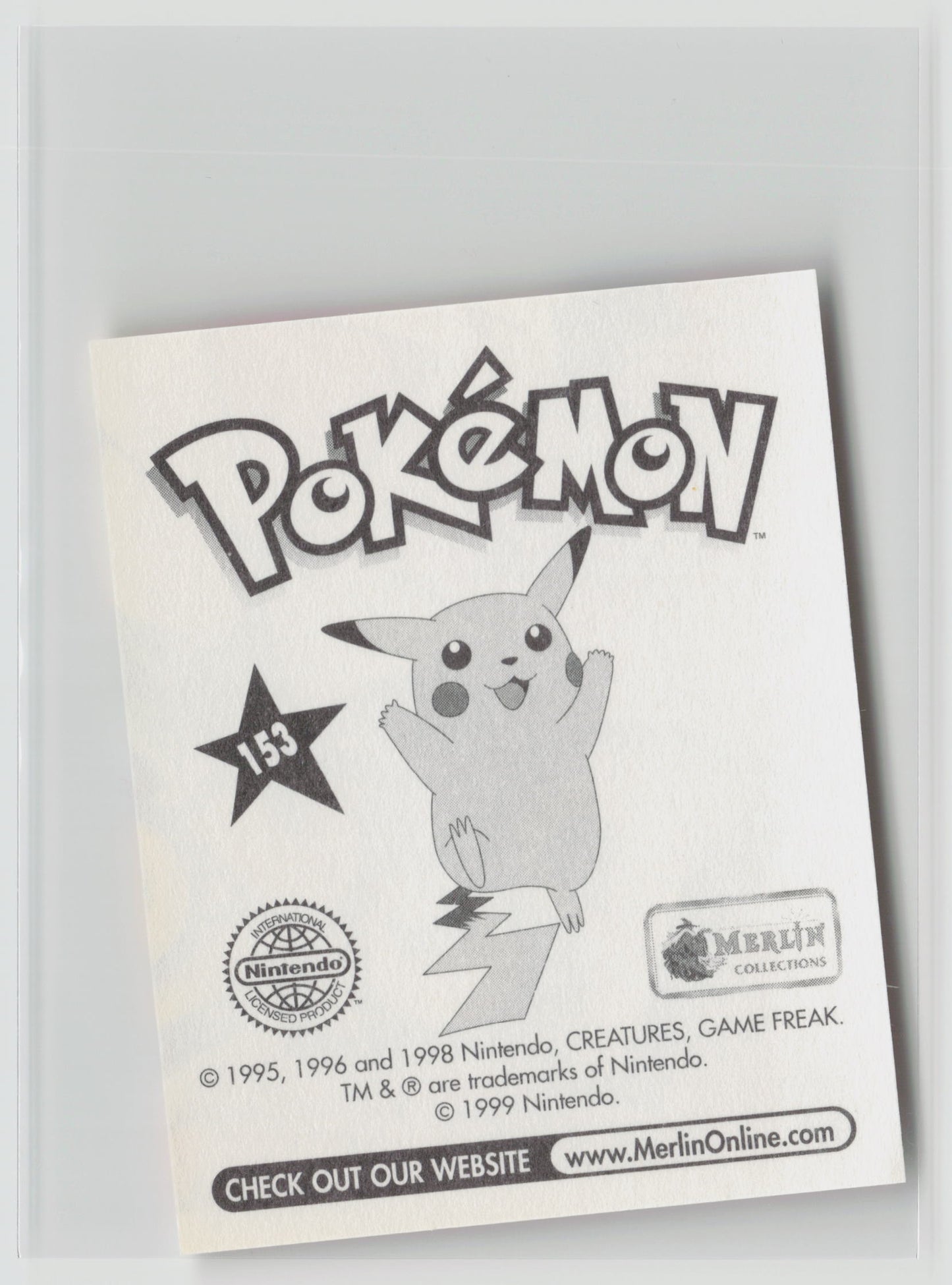 Ash & Pikachu - Merlin Topps Sticker 1999 #153 NM (Back)