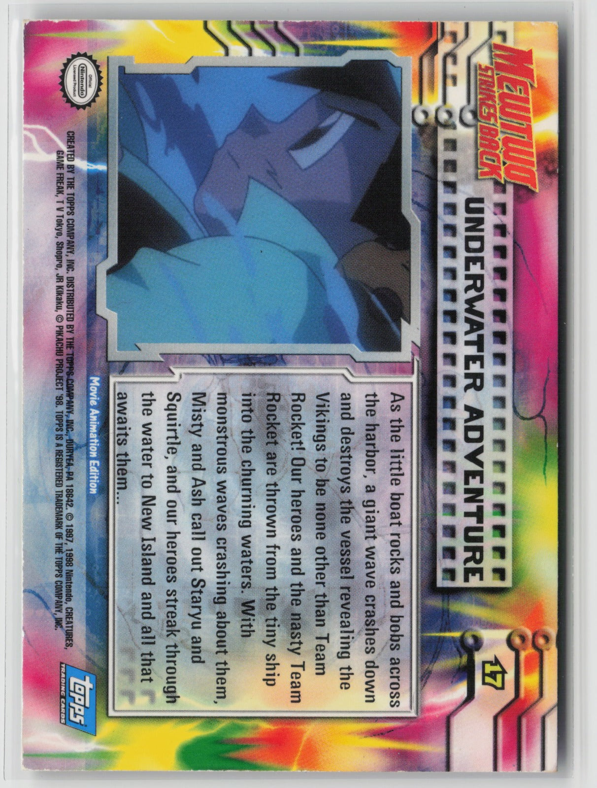 Topps Underwater Adventure Foil Mewtwo Strikes Back #17 LP (Back)