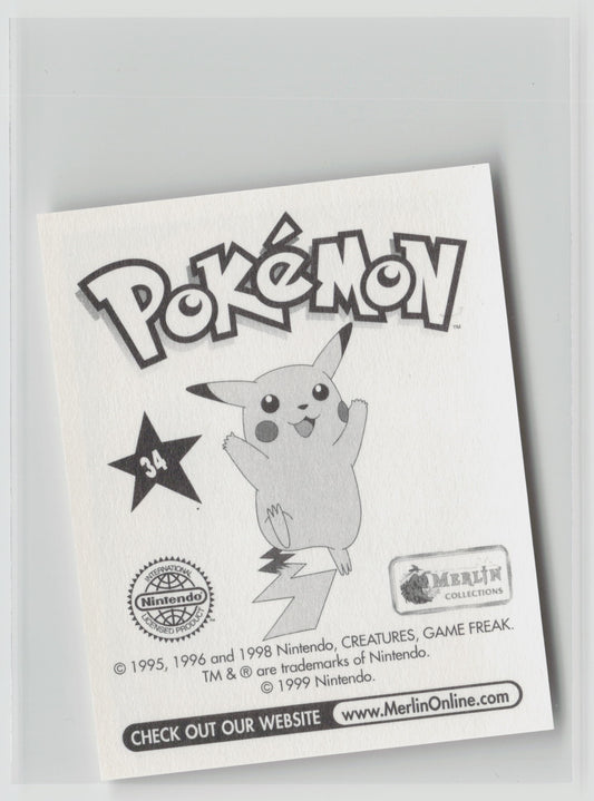 Nidoking - Merlin Topps Sticker 1999 #34 NM (Back)