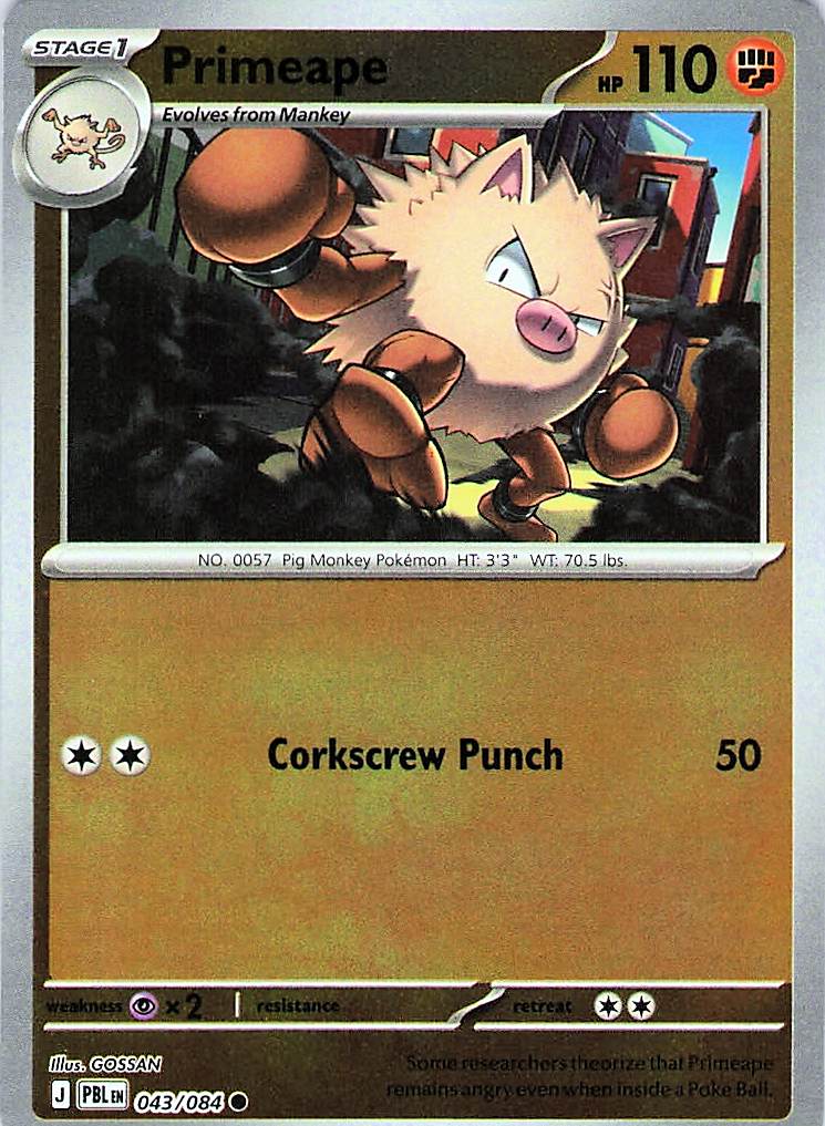 Primeape Common Reverse Holo PBL 043/084 NM
