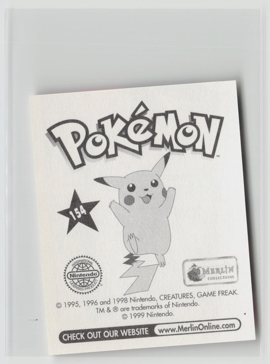 Ash & Pikachu - Merlin Topps Sticker 1999 #154 NM (Back)