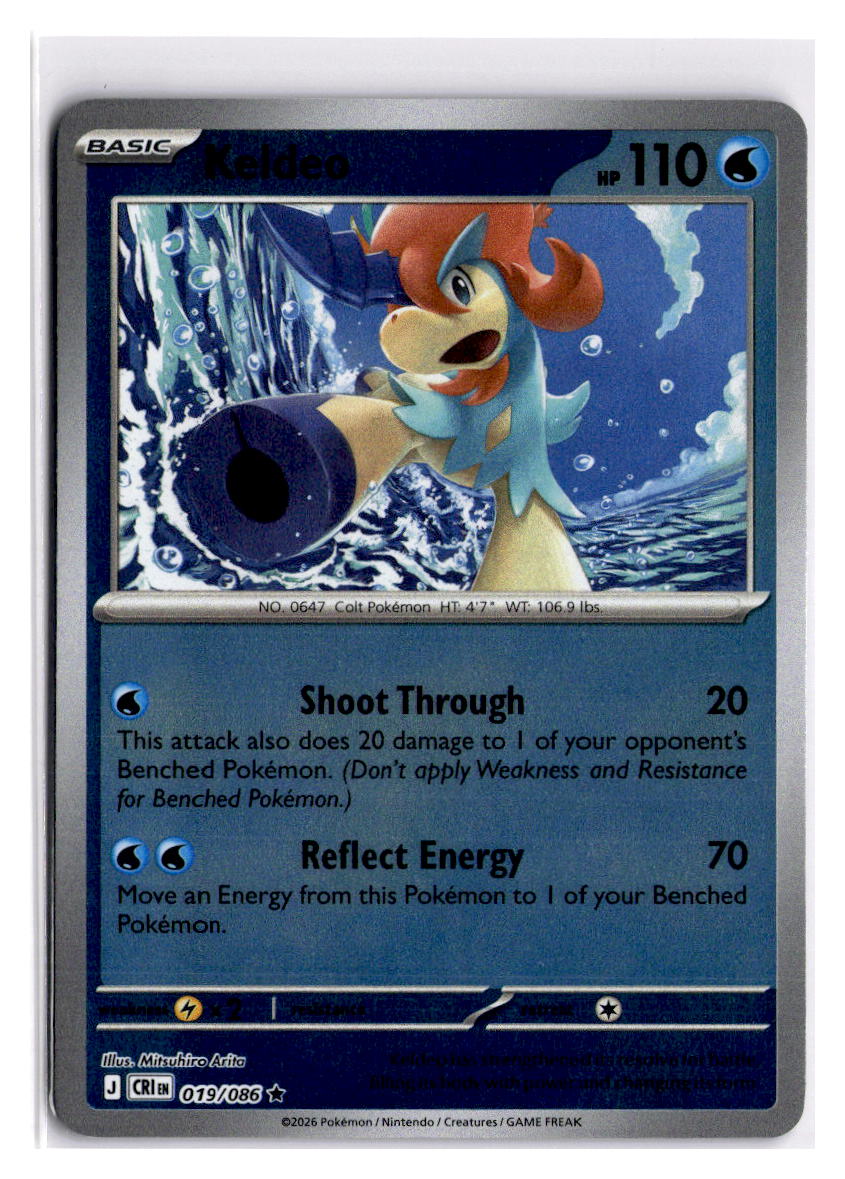 Keldeo Rare Reverse Holo CRI 019/086 NM