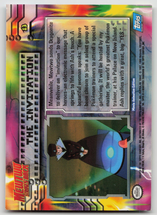 The Invation #13 Mewtwo Strikes Back Topps Movie Animation Edition Non-Holo LP (Back)