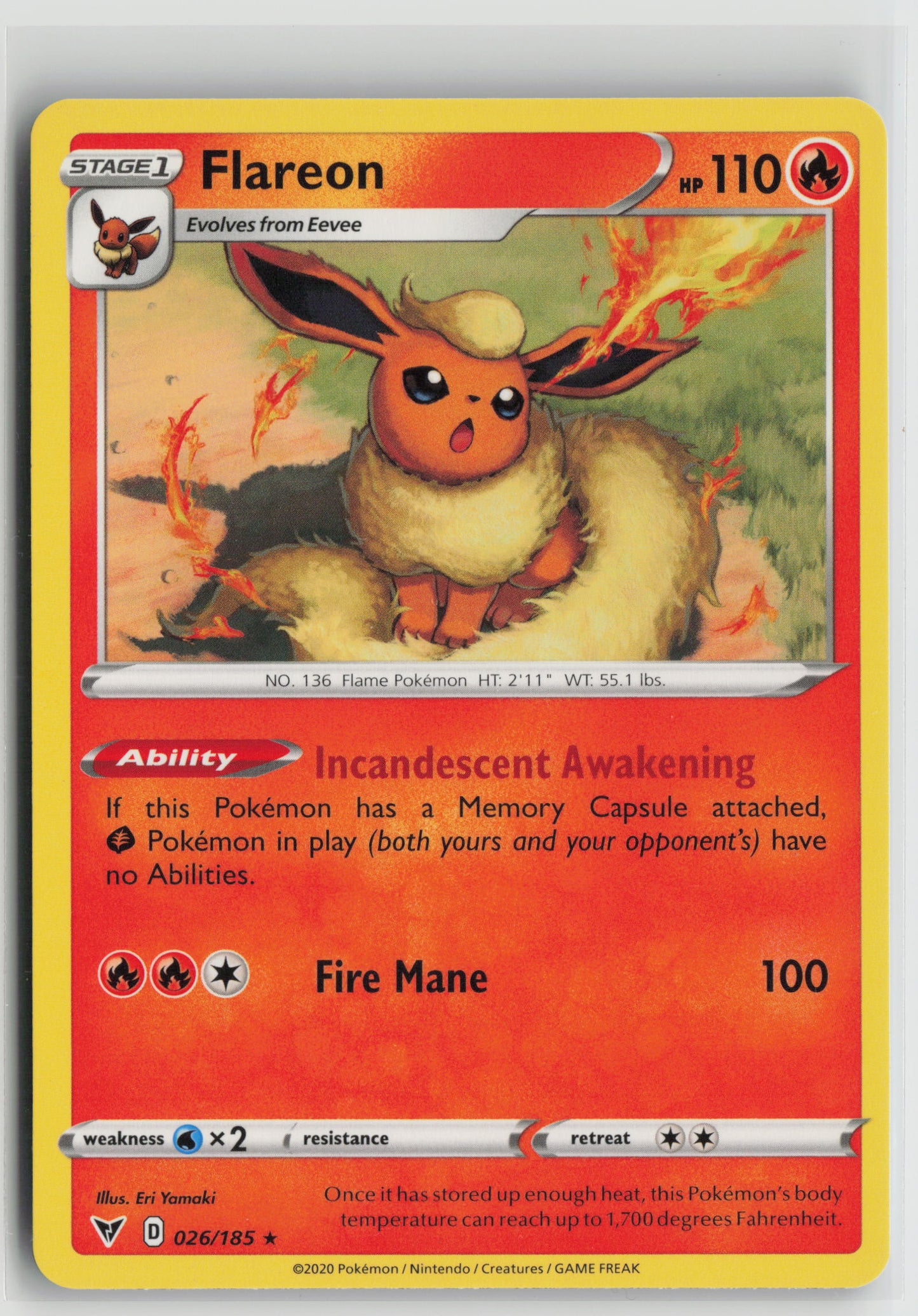 Flareon Rare SWSH04: Vivid Voltage 026/185 NM