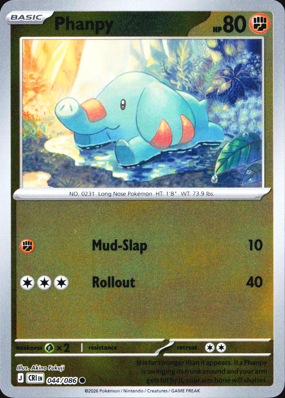 Phanpy Common Reverse Holo CRI 044/086 NM