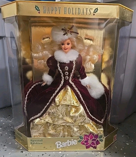 Barbie Happy Holidays Purple Eyes 15646 Special 1997 Velvet Dress Mattel NIB