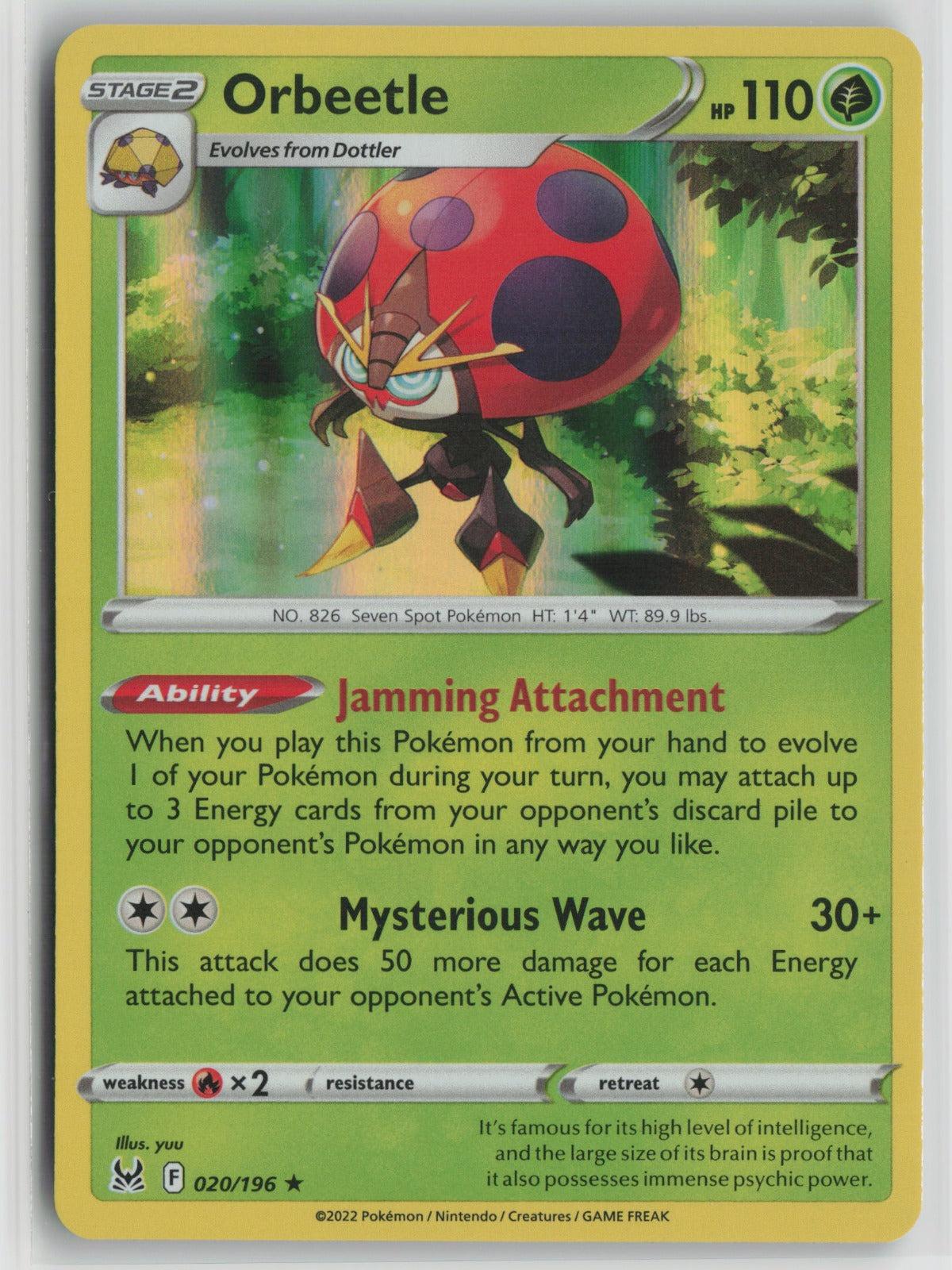 Orbeetle Holo Rare SWSH11 020/196 NM