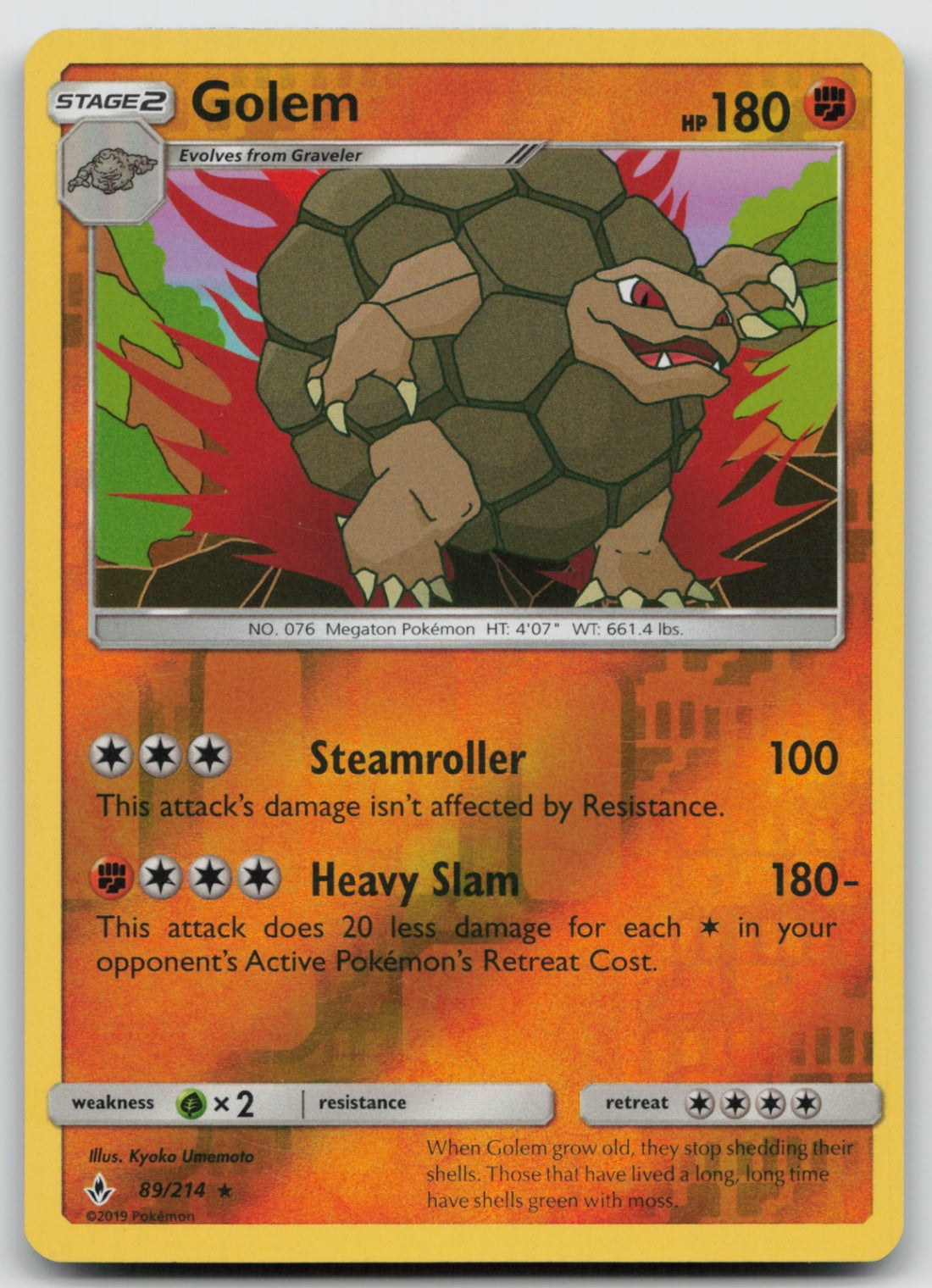 Golem Holo Rare Reverse Holo SM10 89/214 NM