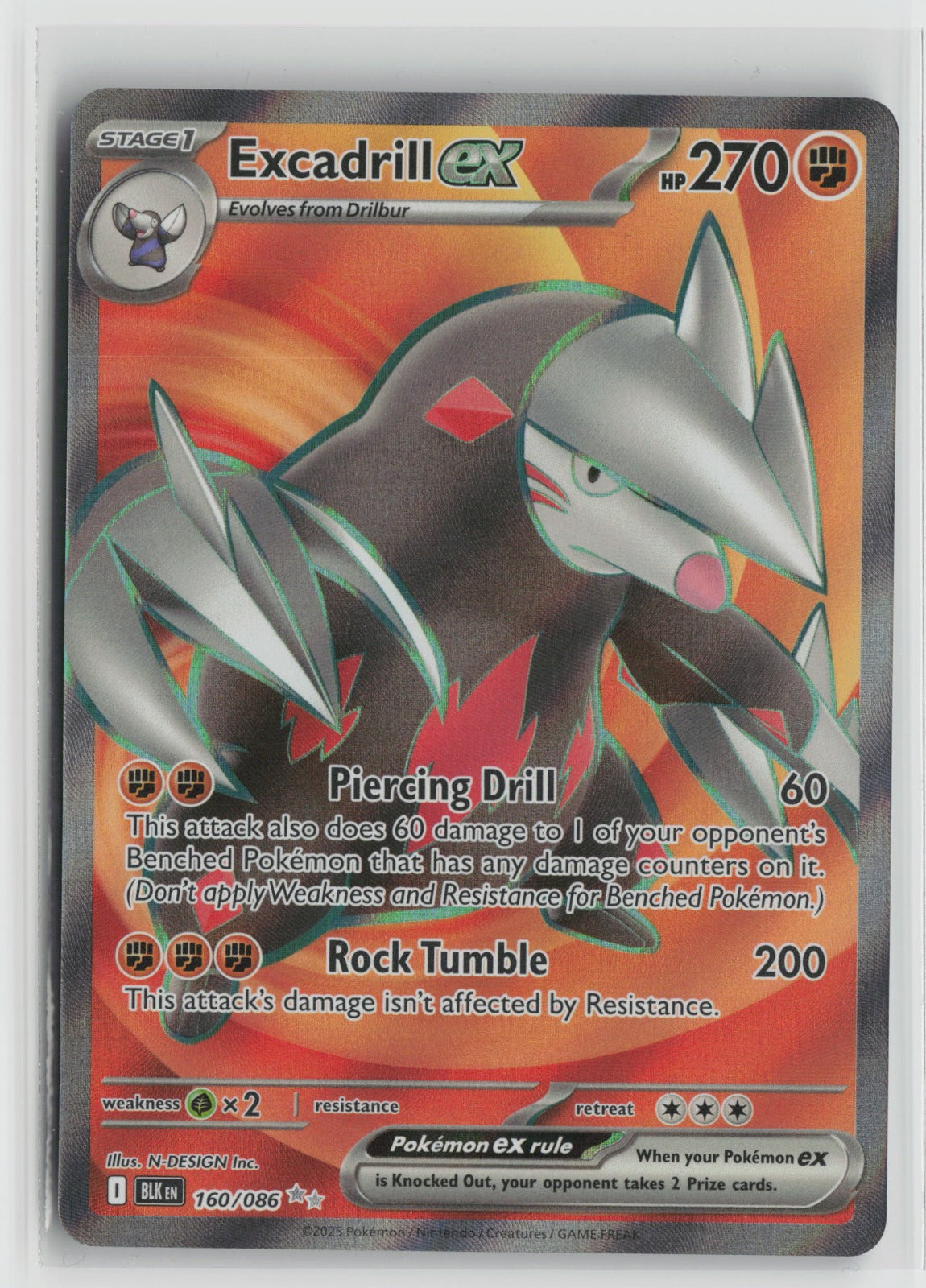 Excadrill ex - Ultra Rare Holo BLK 160/086 NM