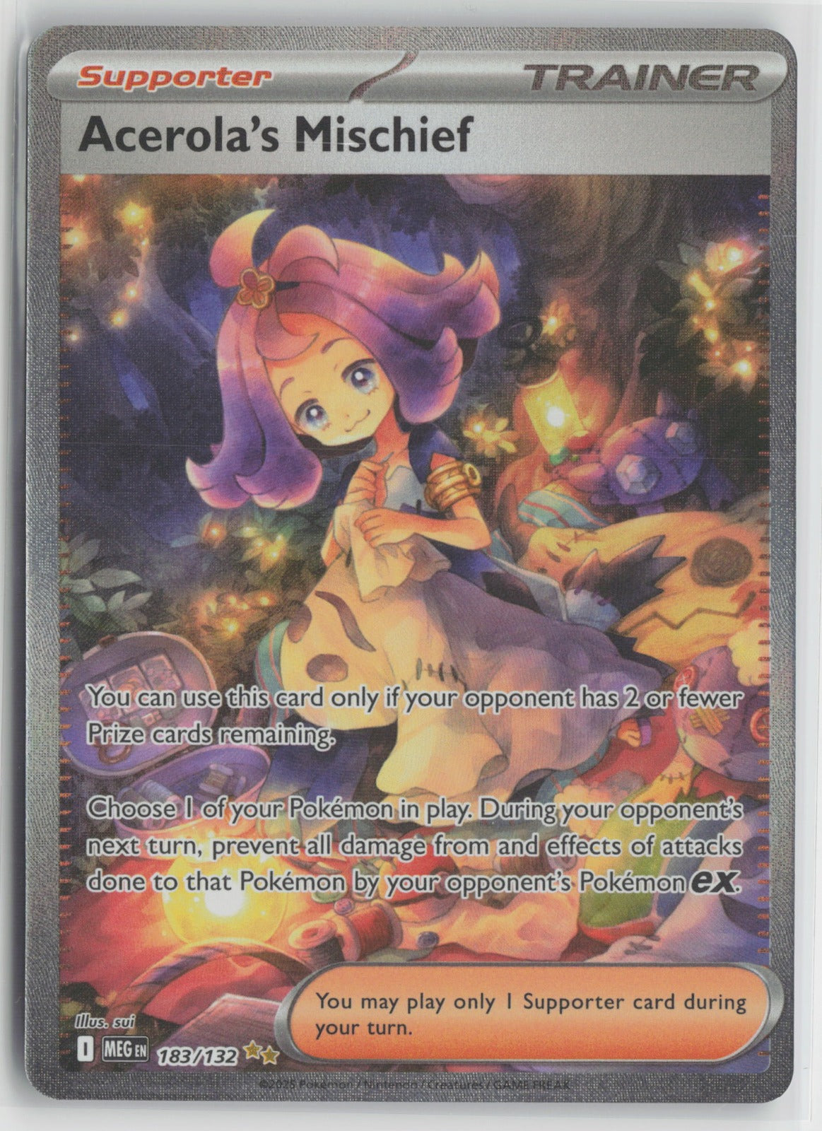 Acerola's Mischief Special Illustration Rare Holo MEG 183/132 NM