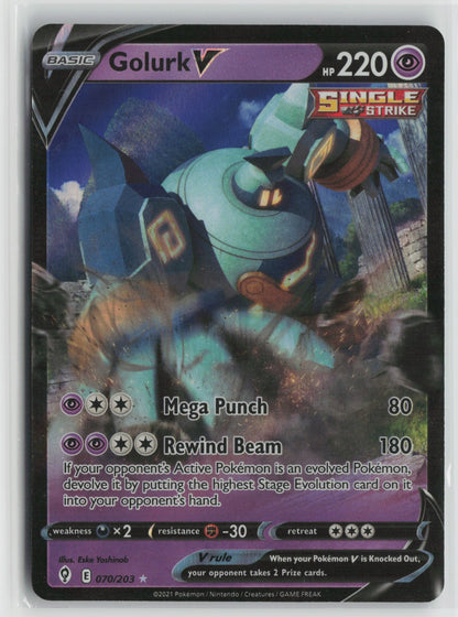 Golurk V Ultra Rare Holo SWSH07 070/203 NM