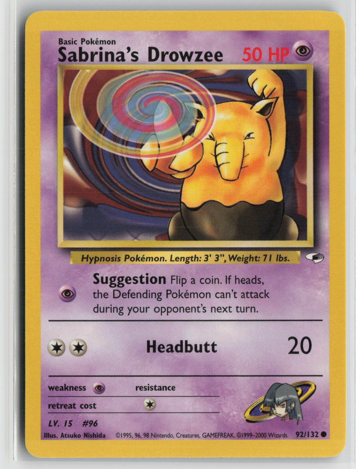 Sabrina's Drowzee Common Unlimited G1 092/132 NM