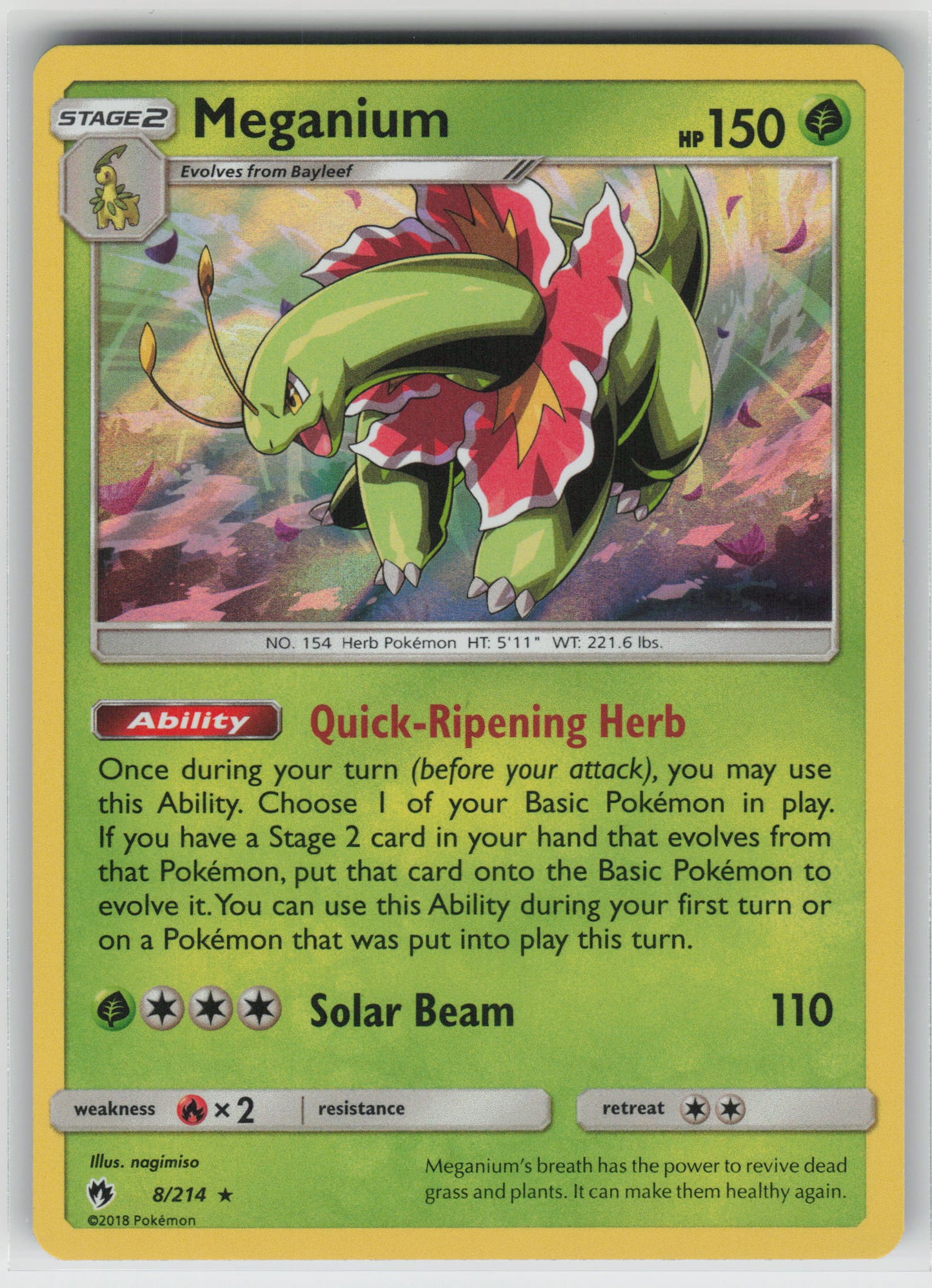 Meganium Holo Rare SM - Lost Thunder 8/214 NM