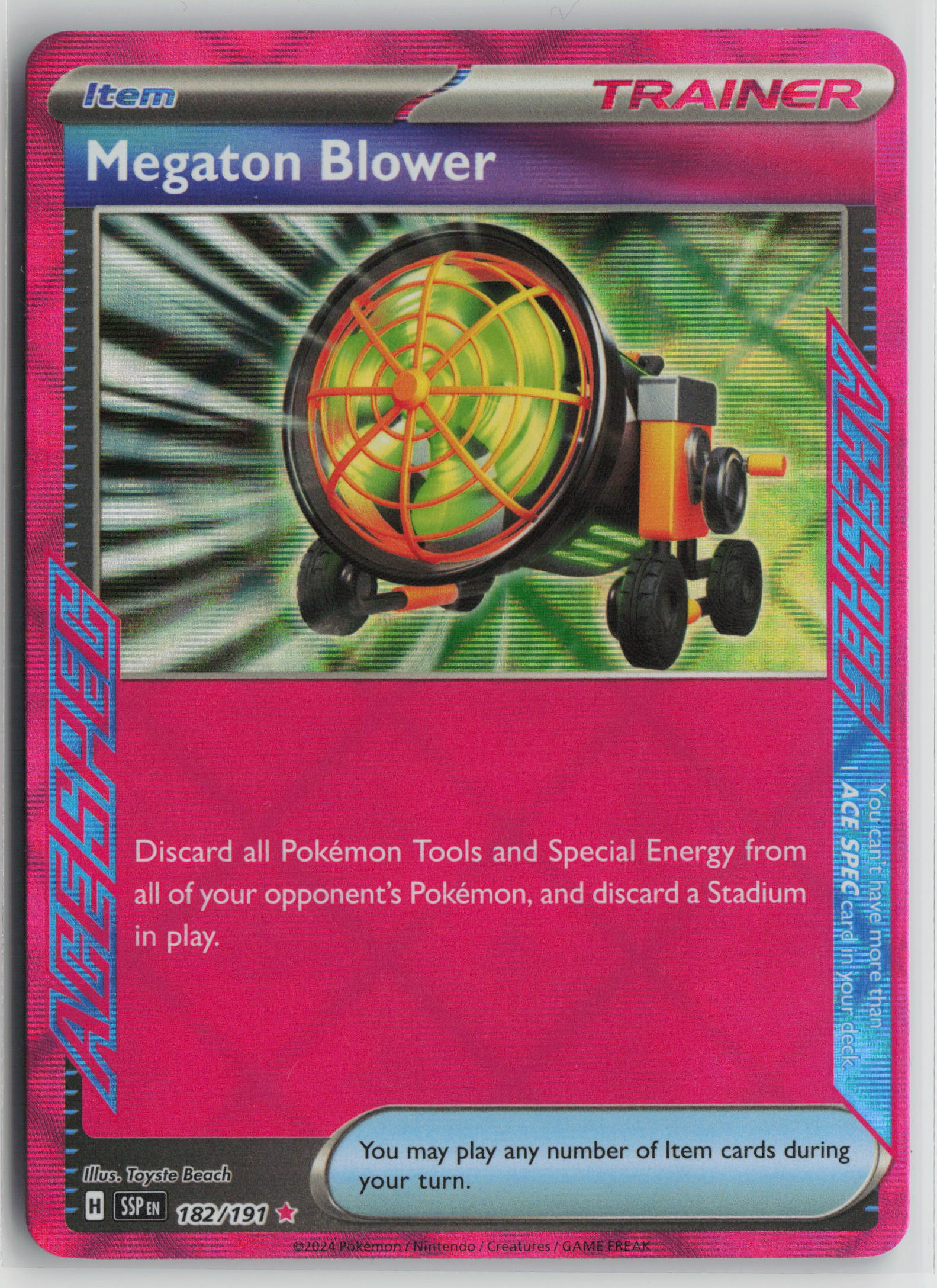 Megaton Blower ACE SPEC Rare SV08: Surging Sparks 182/191 NM