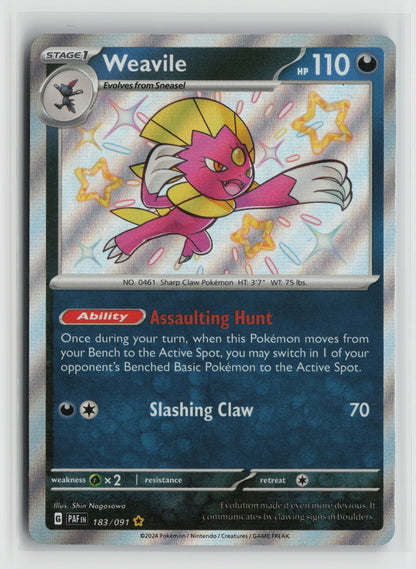Weavile Shiny Rare Holo PAF 183/091 NM