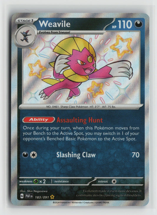 Weavile Shiny Rare Holo PAF 183/091 NM