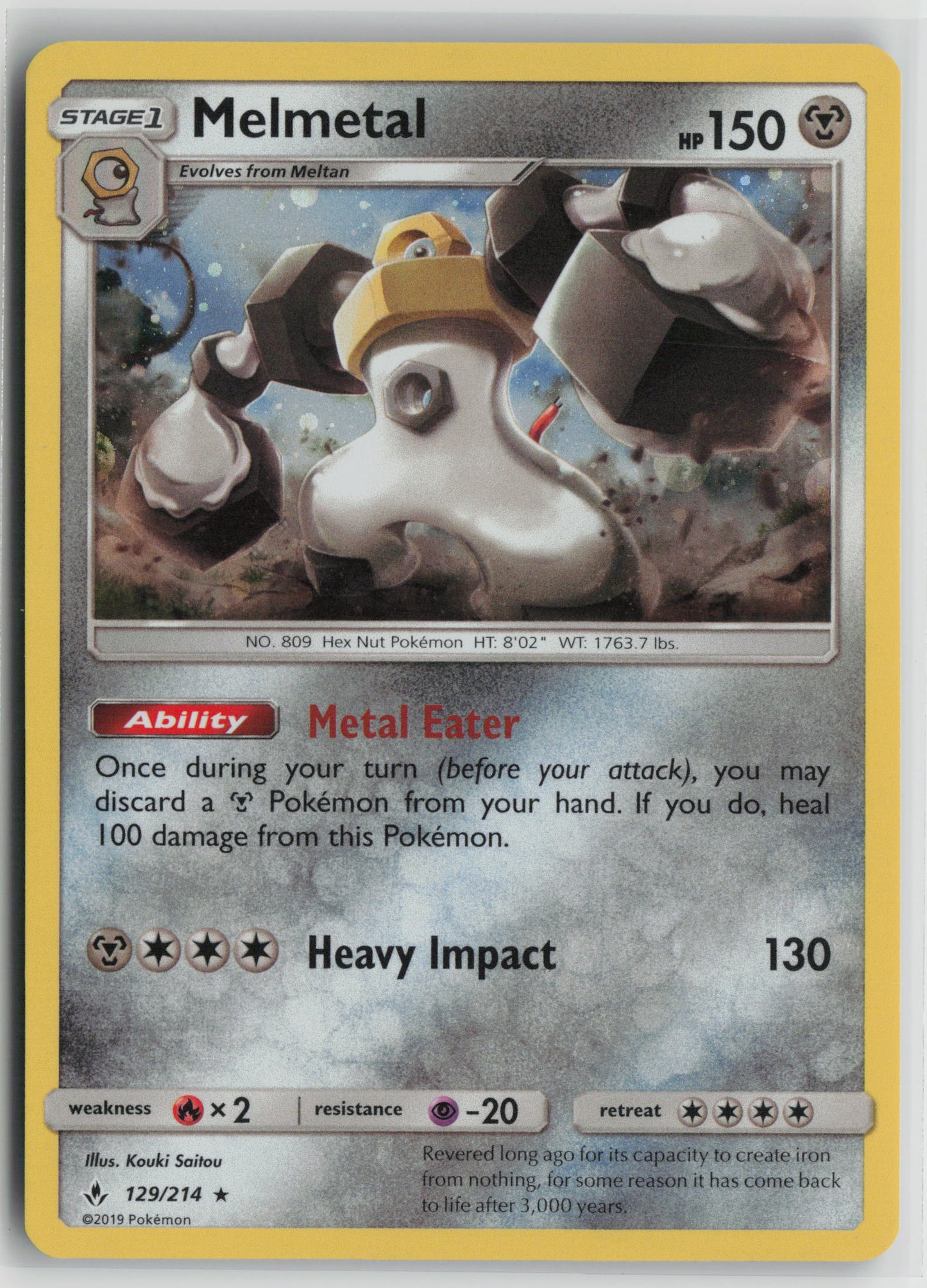 Melmetal Holo Rare Reverse Holo SM10 129/214 NM