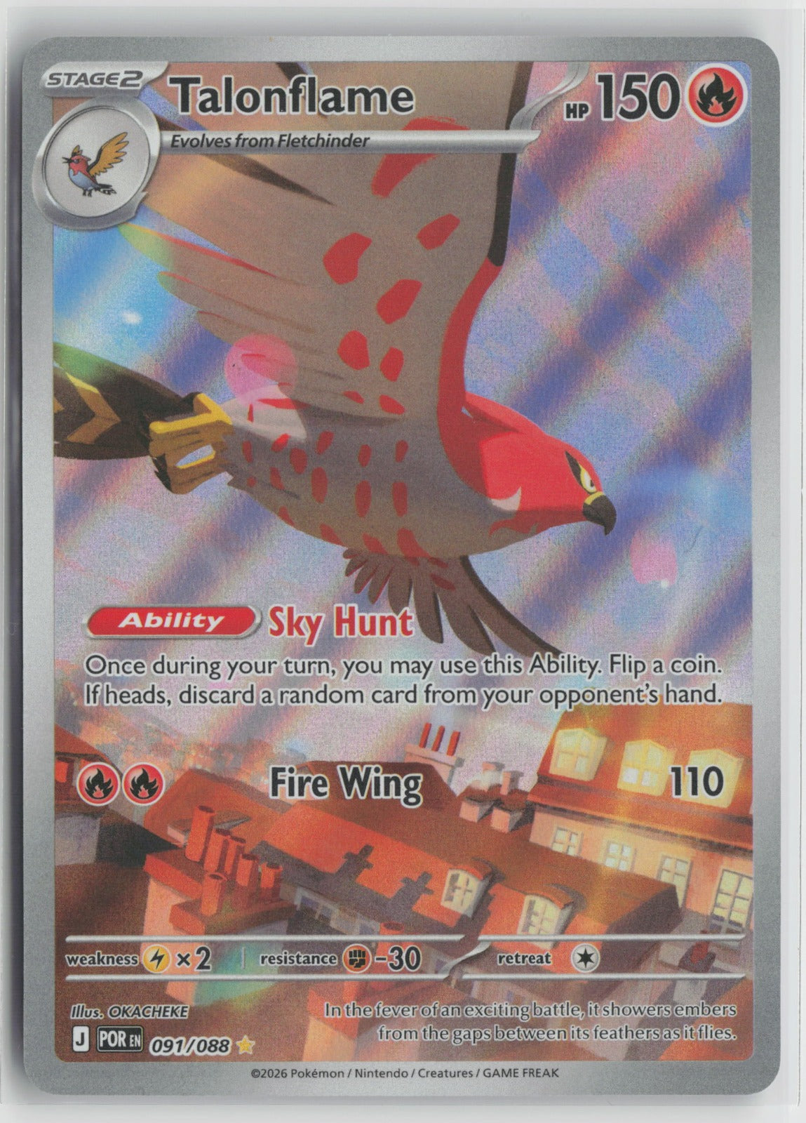 Talonflame - Illustration Rare Holo POR 091/088 NM