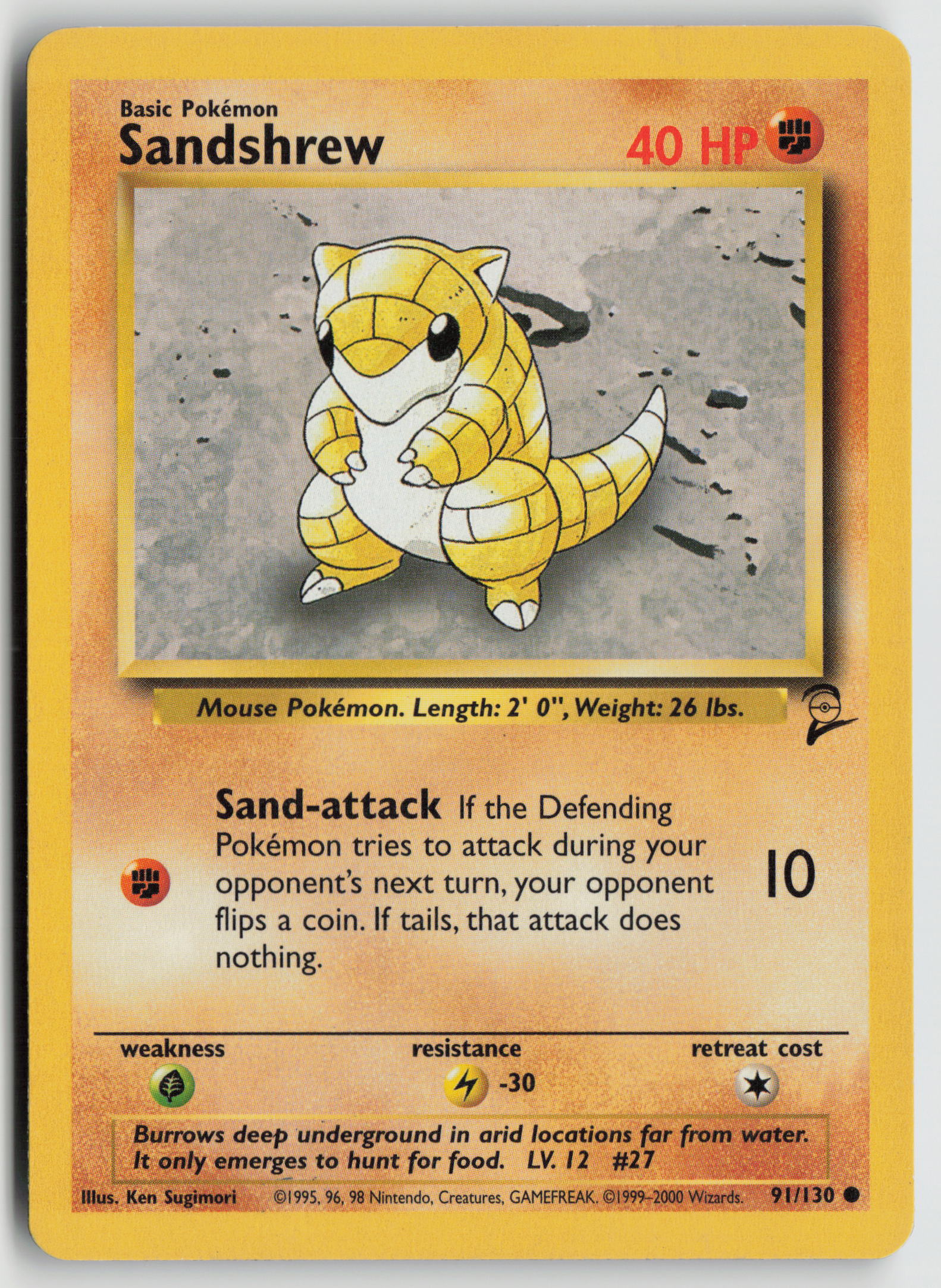Sandshrew Common Base Set 2 091/130 MP