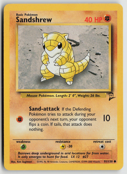 Sandshrew Common Base Set 2 091/130 MP