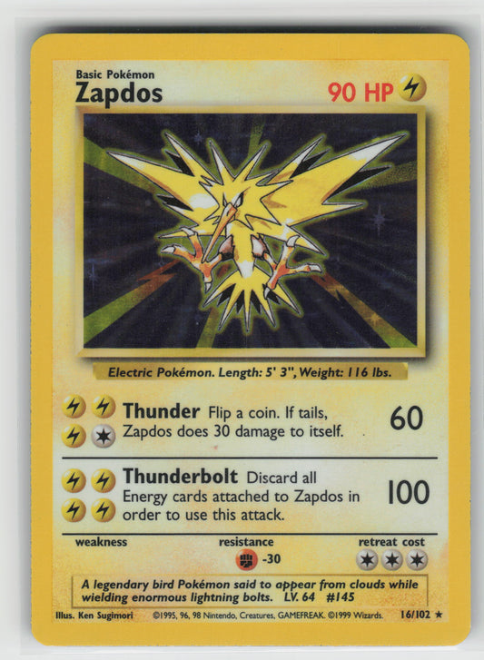 Zapdos Holo Rare Base Set 016/102 LP