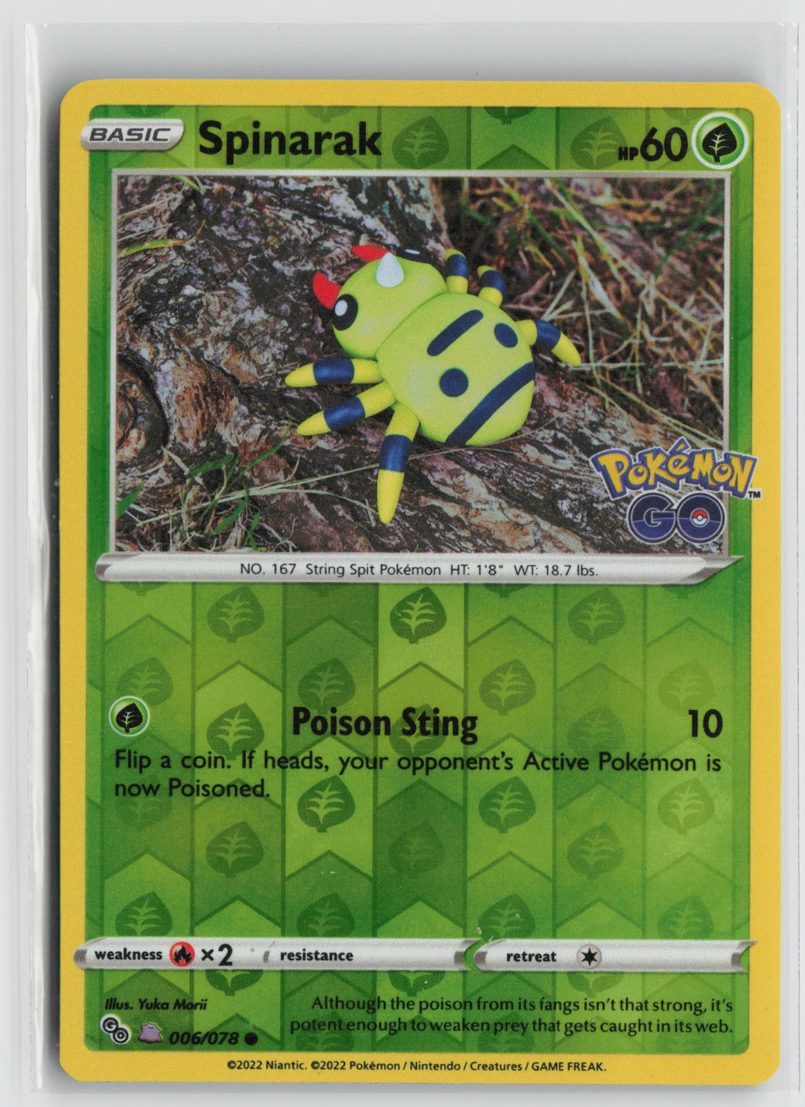 Spinarak (Peelable Ditto) Common Reverse Holo PGO 006/078 NM