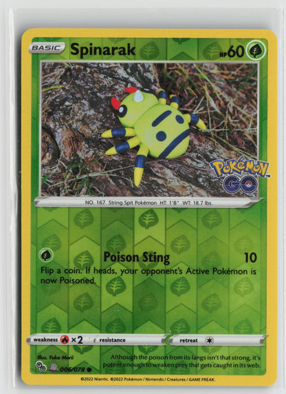 Spinarak (Peelable Ditto) Common Reverse Holo PGO 006/078 NM