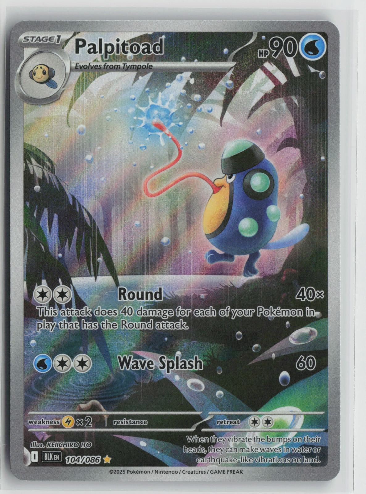 Palpitoad Illustration Rare Holo BLK 104/086 NM