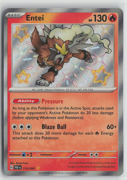 Entei Shiny Rare Holo PAF 112/091 NM