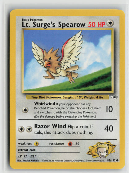 Lt. Surge's Spearow (83) Common Unlimited G1 083/132 NM
