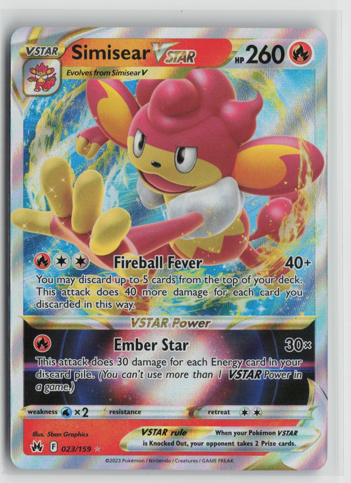 Simisear VSTAR Ultra Rare Holo CRZ 023/159 NM