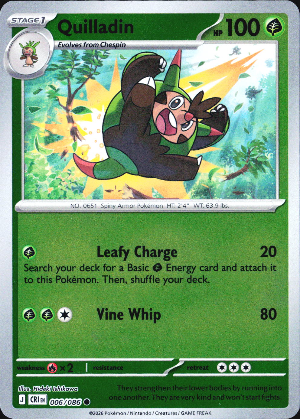 Quilladin Common Reverse Holo CRI 006/086 NM