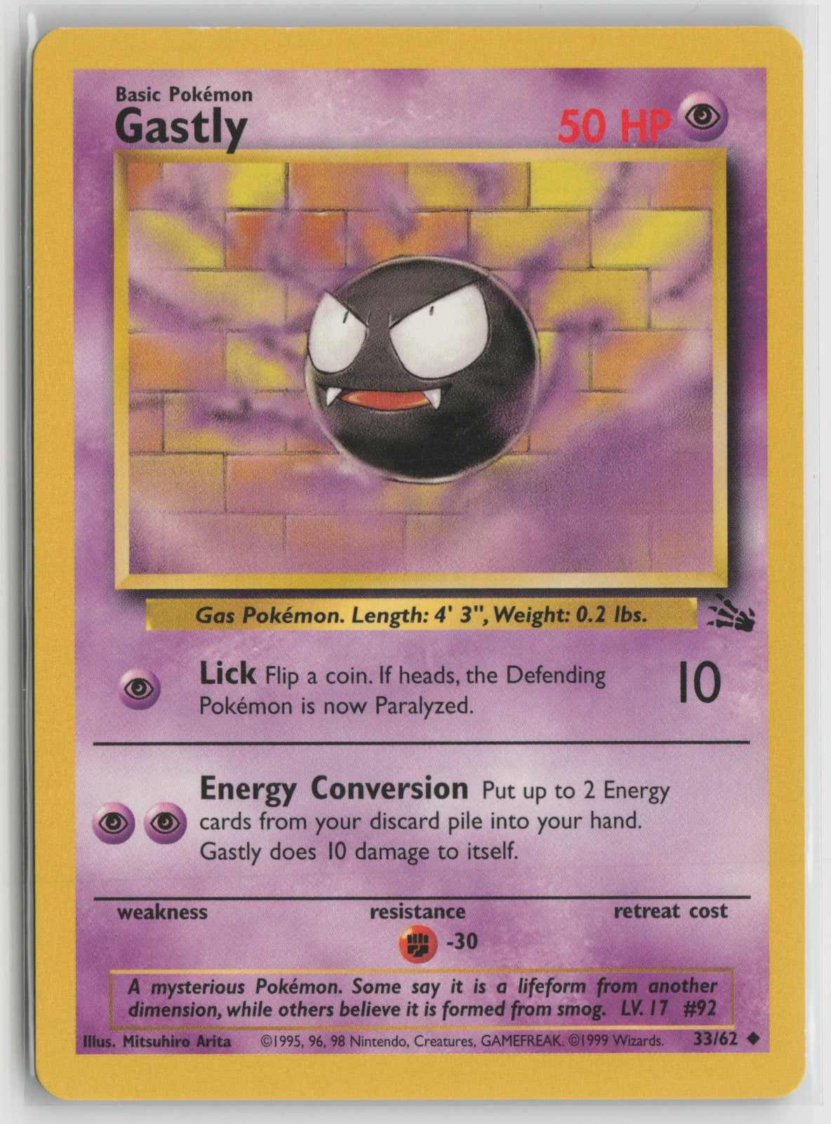 Gastly Uncommon Unlimited FO 33/62 LP