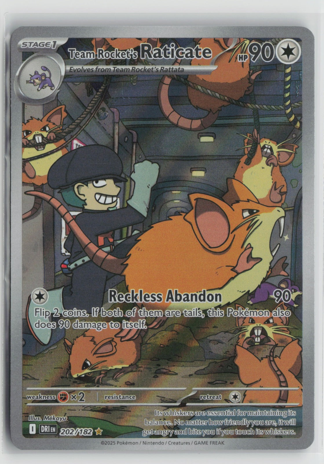 Team Rocket's Raticate - Illustration Rare Holo DRI 202/182 NM- A