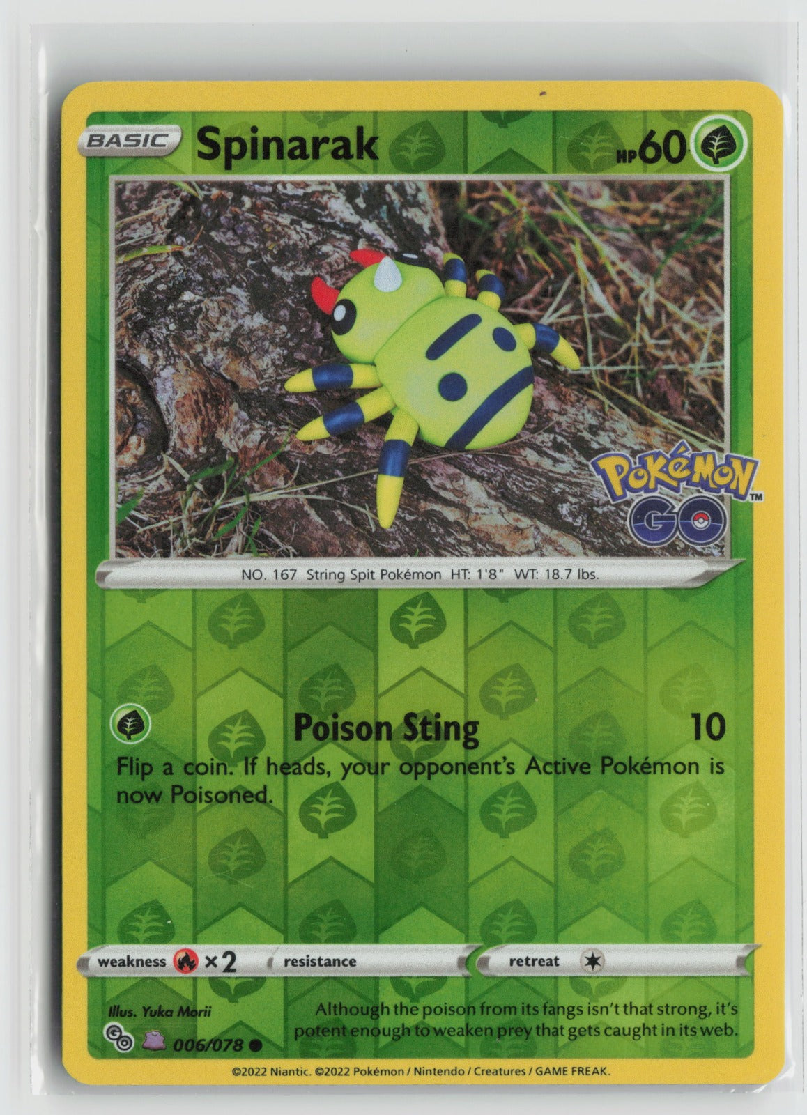 Spinarak (Peelable Ditto) Common Reverse Holo PGO 006/078 NM