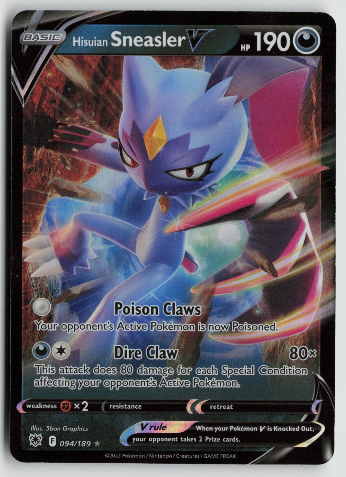 Hisuian Sneasler V Ultra Rare Holo SWSH10 094/189 NM